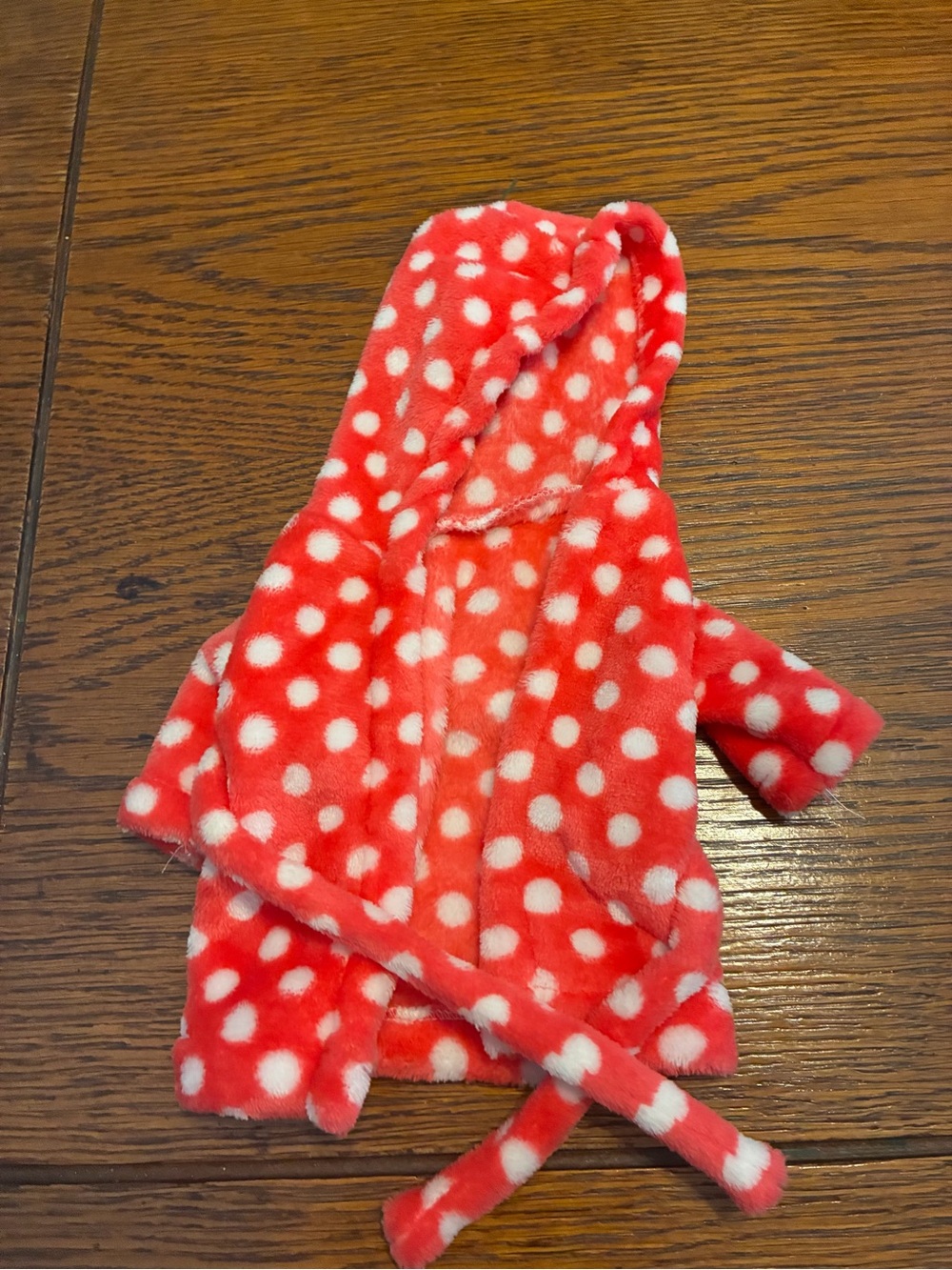 Red Polka Dot doll Hooded Bathrobe